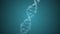 3D rendered loopable animation of rotating DNA double helix glowing molecule on blue background. Genetics conceptual