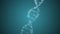 3D rendered loopable animation of rotating DNA double helix glowing molecule on blue background. Genetics conceptual