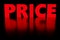3d rendered luxury glowing sign saying price on red cubes