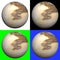 3D rendered marble ball on four different backgrounds