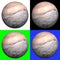 3D rendered marble ball on four different backgrounds