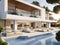 3d rendered modern contemporary house on the beach with pool and beautiful view