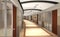 3D rendered office hallway