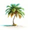 3d Rendered Palm Tree On White Background In Dark Aquamarine And Light Amber Style
