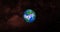 3d rendered photo realistic earth planet. Beautiful green earth planet with colorful galaxy or nebula. front view of the earth fro