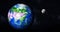 3d rendered photo realistic earth planet. Beautiful green earth planet with colorful galaxy or nebula. front view of the earth fro