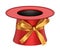 3D rendered red decoration top hat with golden ribbon