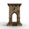 3D rendered scale model of an ornate stone archway with detailed carvings