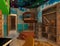 3D rendered ship theme kid`s bedroom. theme interior for children`s enjoying