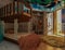 3D rendered ship theme kid`s bedroom. theme interior for children`s enjoying