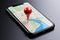 3D rendered smartphone screen template featuring a bold red GPS pin