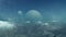 3d rendered Space Art: Alien Planet - A Fantasy frozen Landscape with blue skies