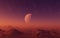 3d rendered Space Art: Alien Planet with red skies and stars
