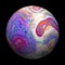3D rendered sphere with multicolored paintings