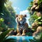 3d rendered tiger in forest ai generated