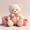 3D-Rendered Valentine Teddy Expressing Affection with Blushing Cheeks and Heart. Generative Ai