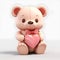 3D-Rendered Valentine Teddy Expressing Affection with Blushing Cheeks and Heart. Generative Ai