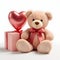 3D-Rendered Valentine Teddy Expressing Affection with Blushing Cheeks and Heart. Generative Ai