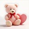 3D-Rendered Valentine Teddy Expressing Affection with Blushing Cheeks and Heart. Generative Ai