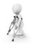 3d rendered white human with crutches.