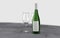 3d rendered wine bottle with empty glasses