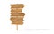3D rendered wooden direction pole isolated on a white background