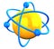 3D rendered yellow atom structure with