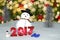 3D Rendering : 2016-2017 change represents light bokeh number and snow man doll on perspective snowscape sparkling bokeh light