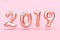 3d rendering 2018 pink-rose gold abstract balloon type-number floating pink background new year holiday concept