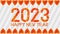 3D rendering 2023 HAPPY NEW YEAR text in the form of marigold flower