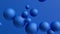 3d rendering, abstract geometric wallpaper. Assorted balls isolated on blue background. Bubbles and balloons. Simple round shapes