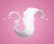 3d rendering, abstract milk splashing clip art, white wavy jet, liquid splash isolated on pink background