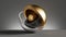 3d rendering, abstract minimalist background with gold core ball hidden inside golden and glass hemisphere shell. Modern wallpaper