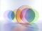 3d rendering, abstract modern minimal background with colorful translucent round glass shapes, simple geometric shapes