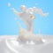 3D Rendering of an abstract Super Milk Character Flies out of a Milk Splash