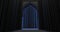 3D rendering of arabic door design withe blue light.