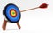 3D rendering of an arrow presses the target, focusing on goals, successful investment, business strategy, Goal-achieve concept