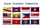 3D rendering of ASEAN country flags and AEC flag isolated