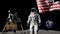 3D rendering. Astronaut saluting the American flag. CG Animation. Elements of this image furnished by NASA