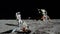 3D rendering. Astronaut walking on the moon. CG Animation. Elements of this image furnished by NASA