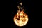 3D rendering, ball of flame fire with smoke in black background, dangerous flame