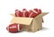 3d rendering of balls for American football inside in carton box.