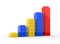 3d rendering of Bar graph made with toy blocks on white background