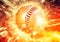 3d rendering baseball ball background with composite explosion and fire effect