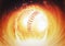 3d rendering baseball ball background with composite explosion and fire effect