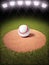 3d rendering of a Baseball on a pitchers mound of Lighted Baseball field