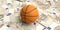 3d rendering basket ball on 50 euros banknotes