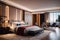 3d rendering beautiful luxury bedroom suite in hotel with tv