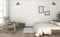 3d rendering beautiful white brick wall vintage bedroom