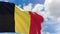 3D rendering of Belgium flag waving on blue sky background with Alpha channel can change background later